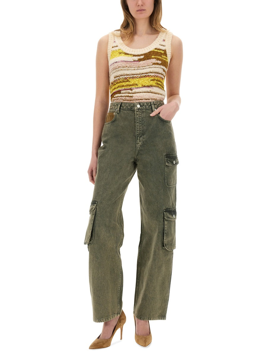 Moschino 100% Cotton Cargo Pants — Green, view 3