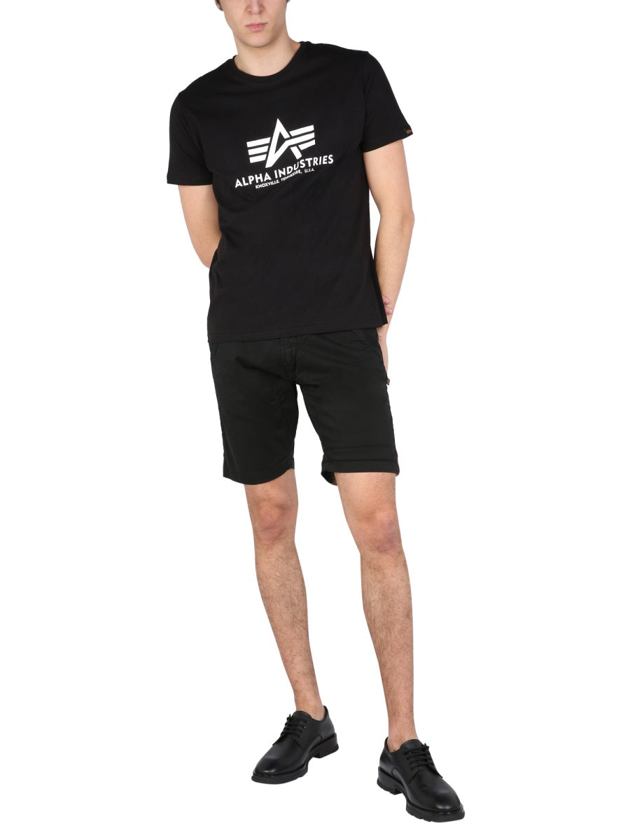Alpha Industries Logo-Embroidered Bermuda Shorts — Black by Alpha Industries