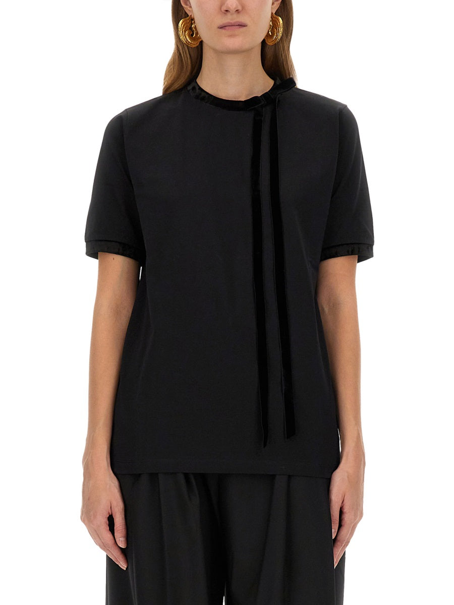 Nina Ricci Ribbon and Bow Detail T-Shirt — Black, view 3