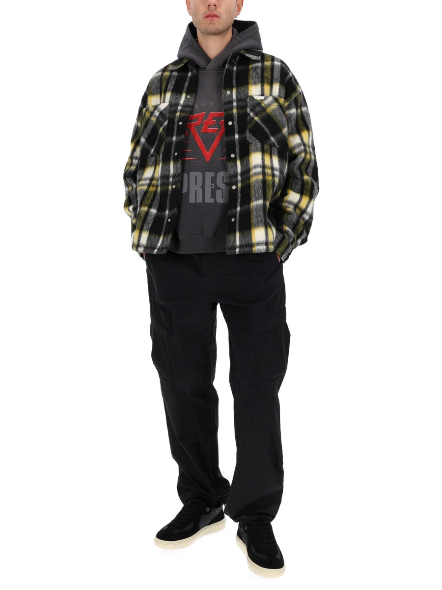 Represent Textured Polyester Overshirt — Black, view 3