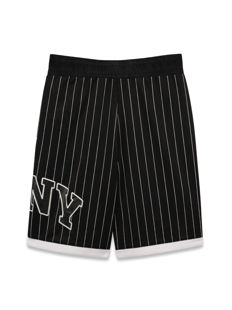 DKNY Stretch Polyester Bermuda Shorts — Black, view 2