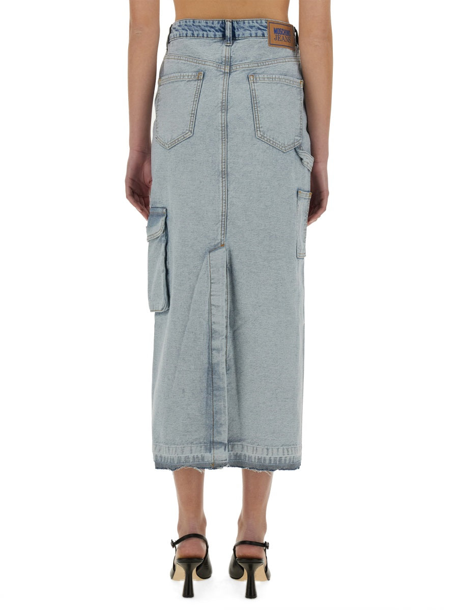 Moschino Long Denim Skirt — Blue by Moschino