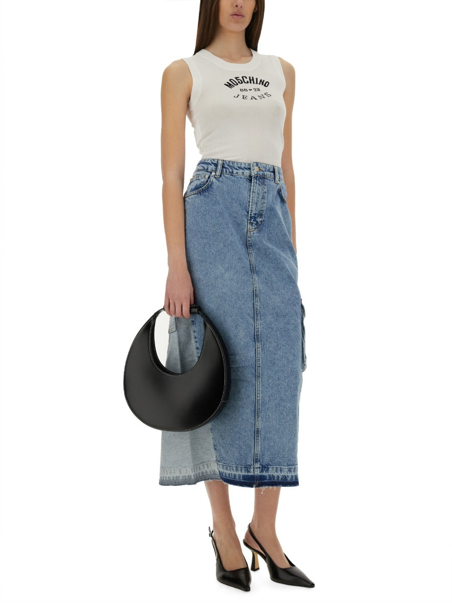 Moschino Long Denim Skirt — Blue, view 3