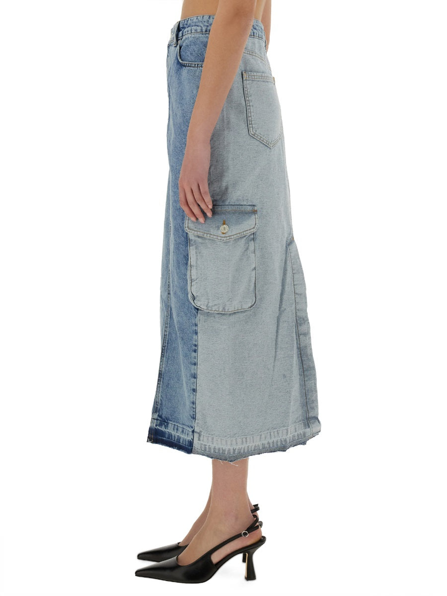 Moschino Long Denim Skirt — Blue, view 4