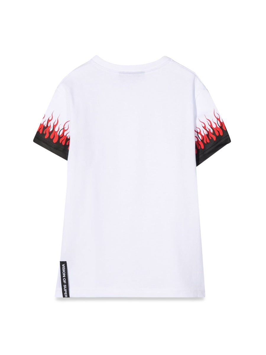 Vision Of Super Double Flame Cotton T-Shirt — White, view 3