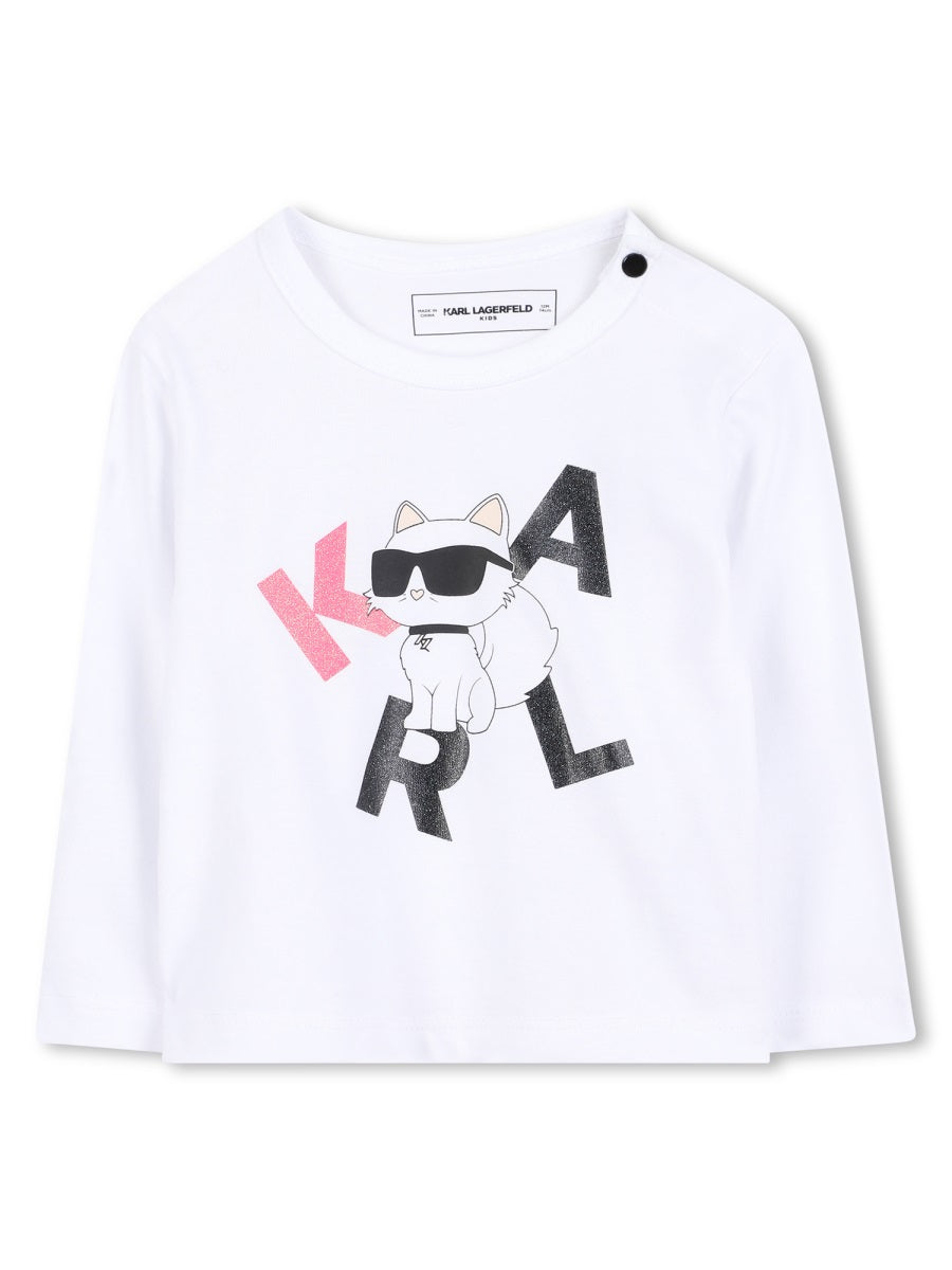 Karl Lagerfeld Logo-Embroidered Cotton T-Shirt — White by Karl Lagerfeld