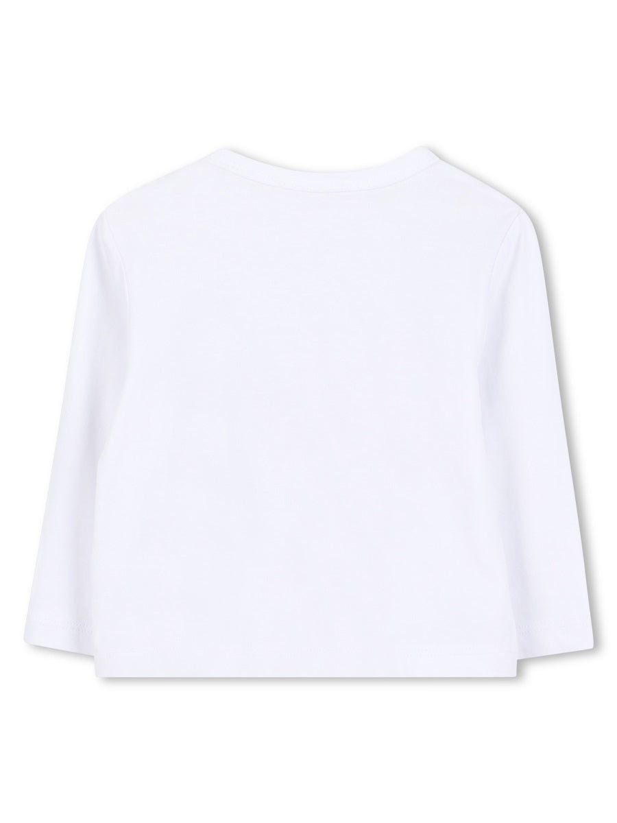 Karl Lagerfeld Logo-Embroidered Cotton T-Shirt — White, view 2