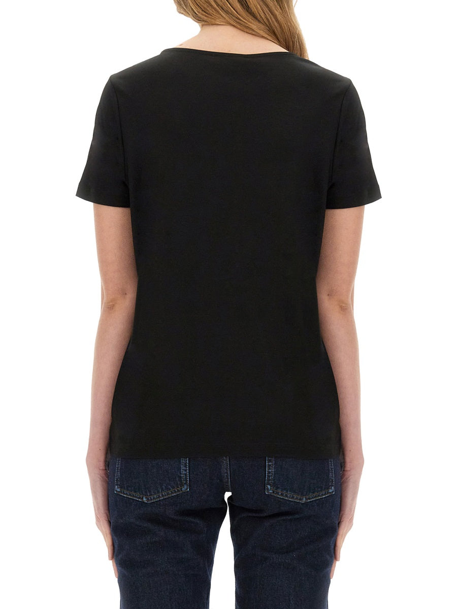 Fay Viscose Elastane T-Shirt — Black by Fay