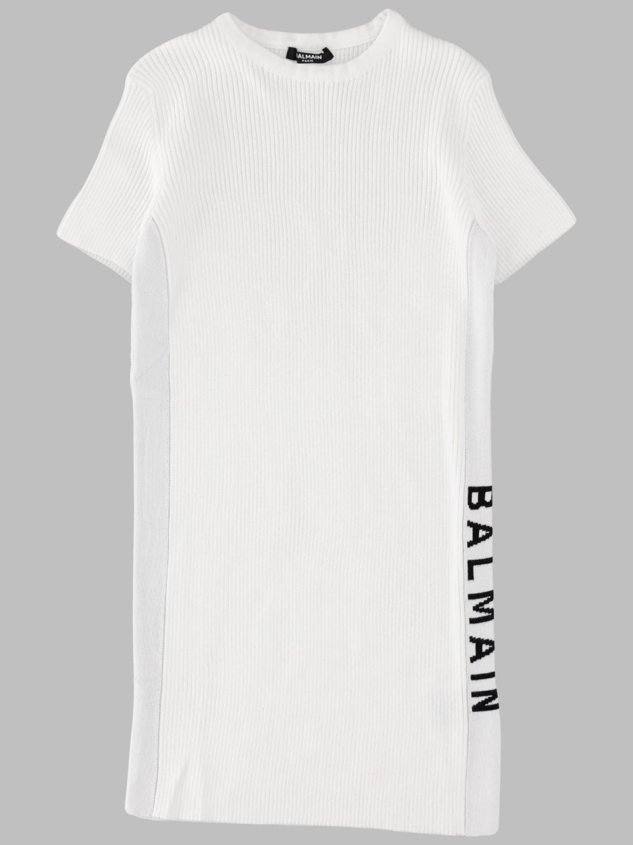 Balmain Logo-Embroidered Cotton Dress — White by Balmain