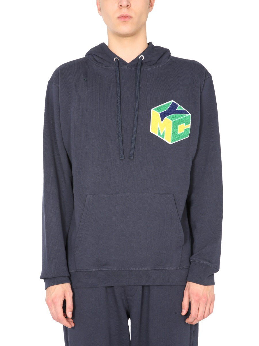 Ymc Hooded Cotton Sweatshirt — Blue by Ymc