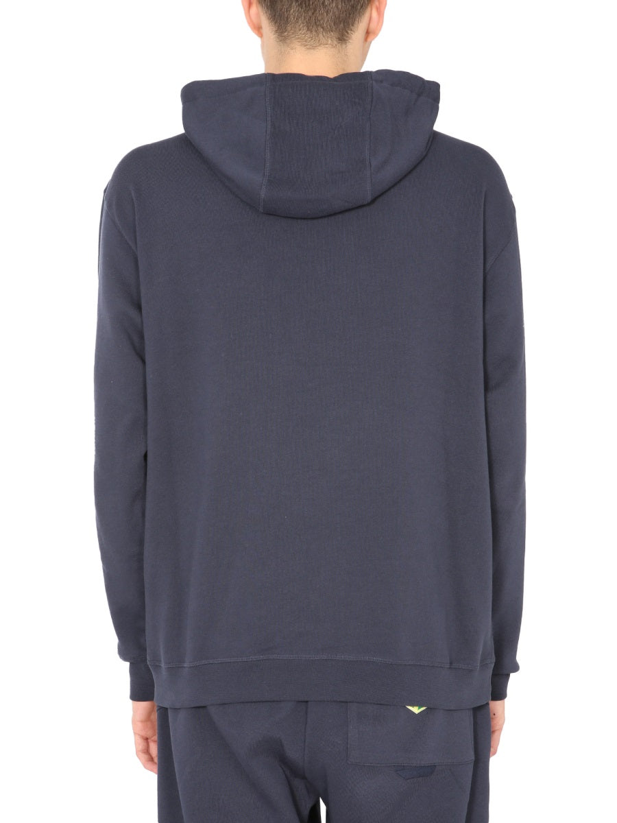 Ymc Hooded Cotton Sweatshirt — Blue, view 2