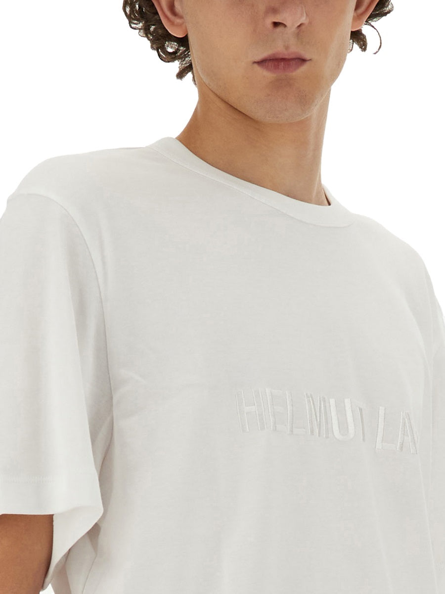 Helmut Lang Logo Cotton T-Shirt — White, view 2