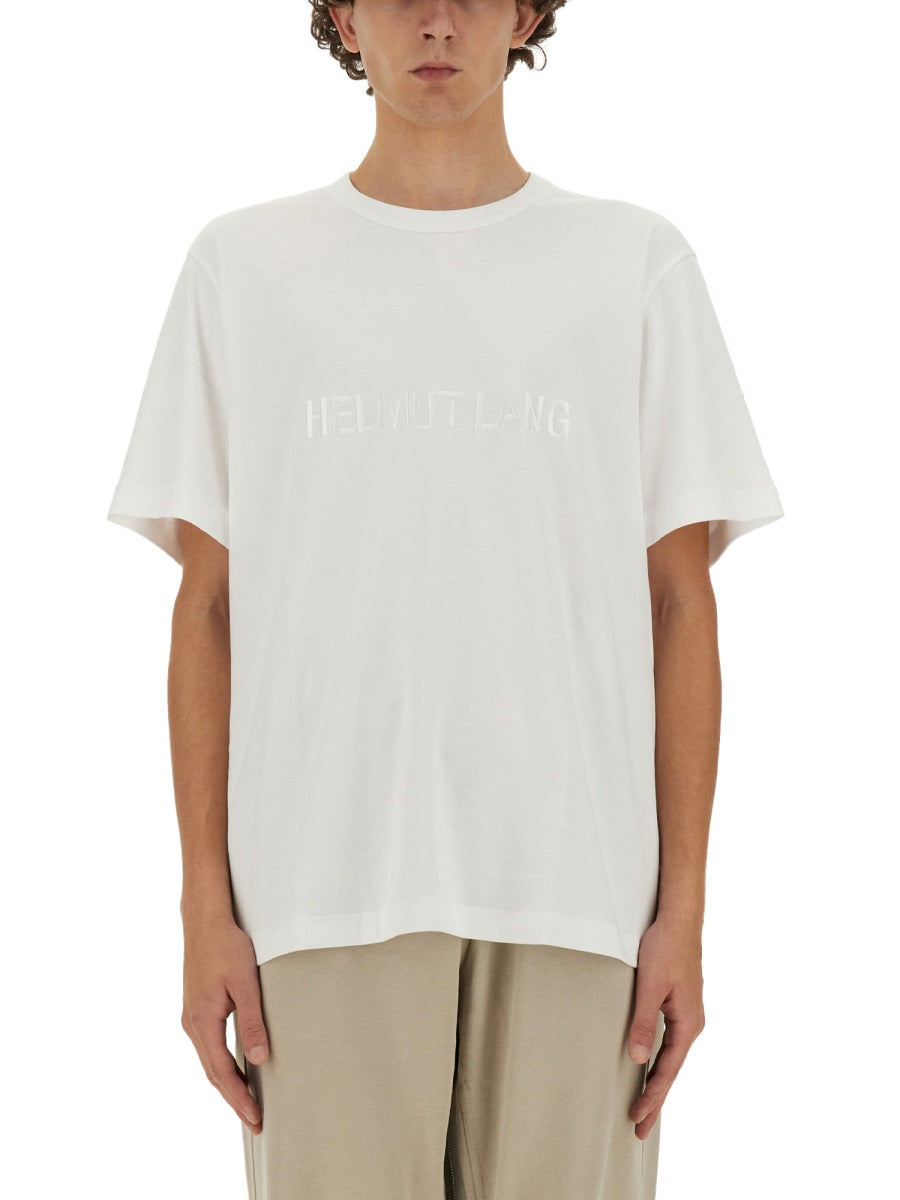 Helmut Lang Logo Cotton T-Shirt — White, view 3