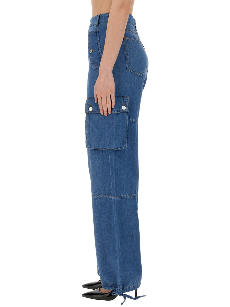 Moschino Viscose-Elastane Blend Cargo Pants — Blue, view 4