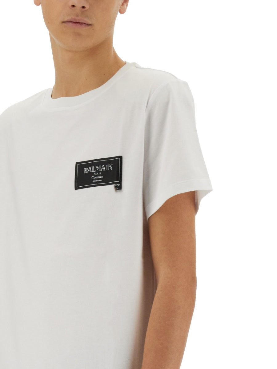 Balmain Logo-Embroidered T-Shirt — White, view 2