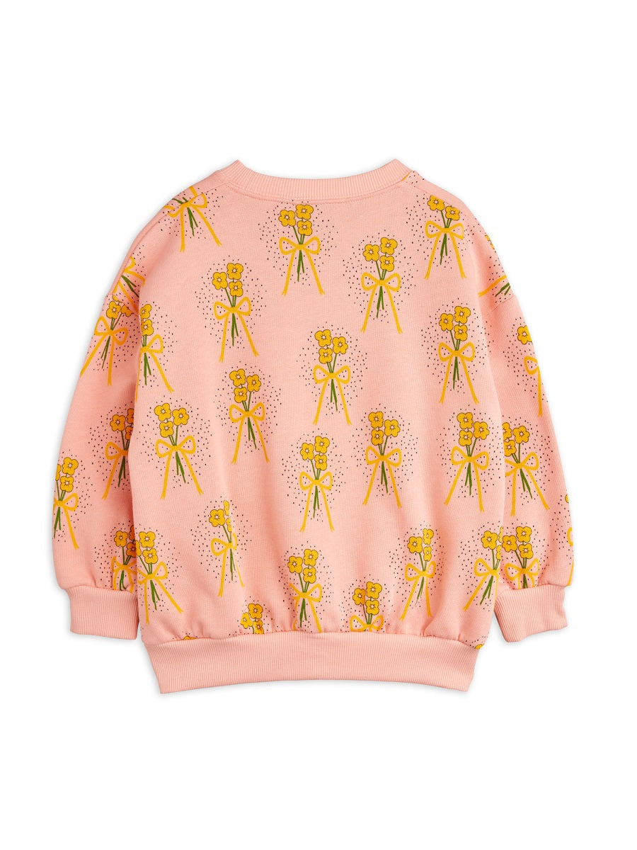 Mini Rodini Winter Flowers All-Over Print Sweatshirt — Pink, view 2