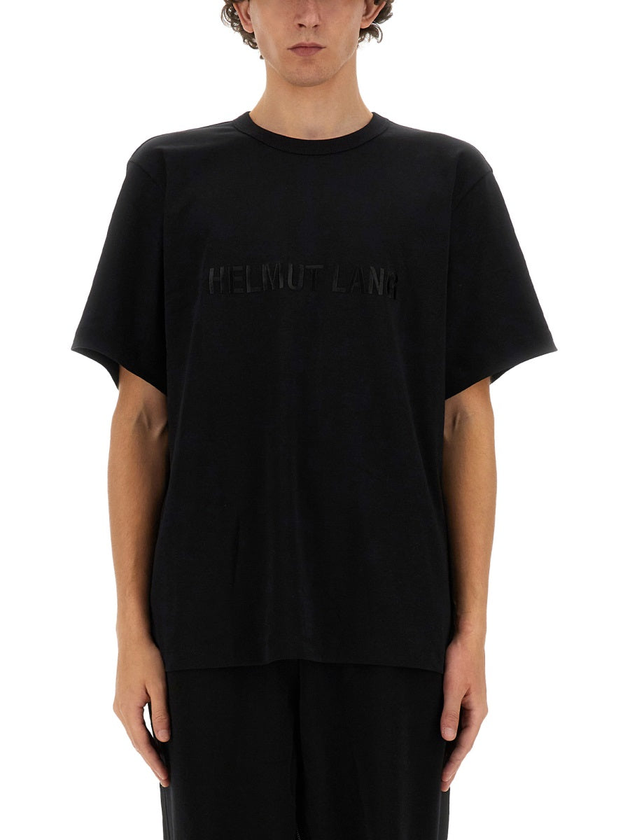 Helmut Lang Logo Cotton T-Shirt — Black, view 3