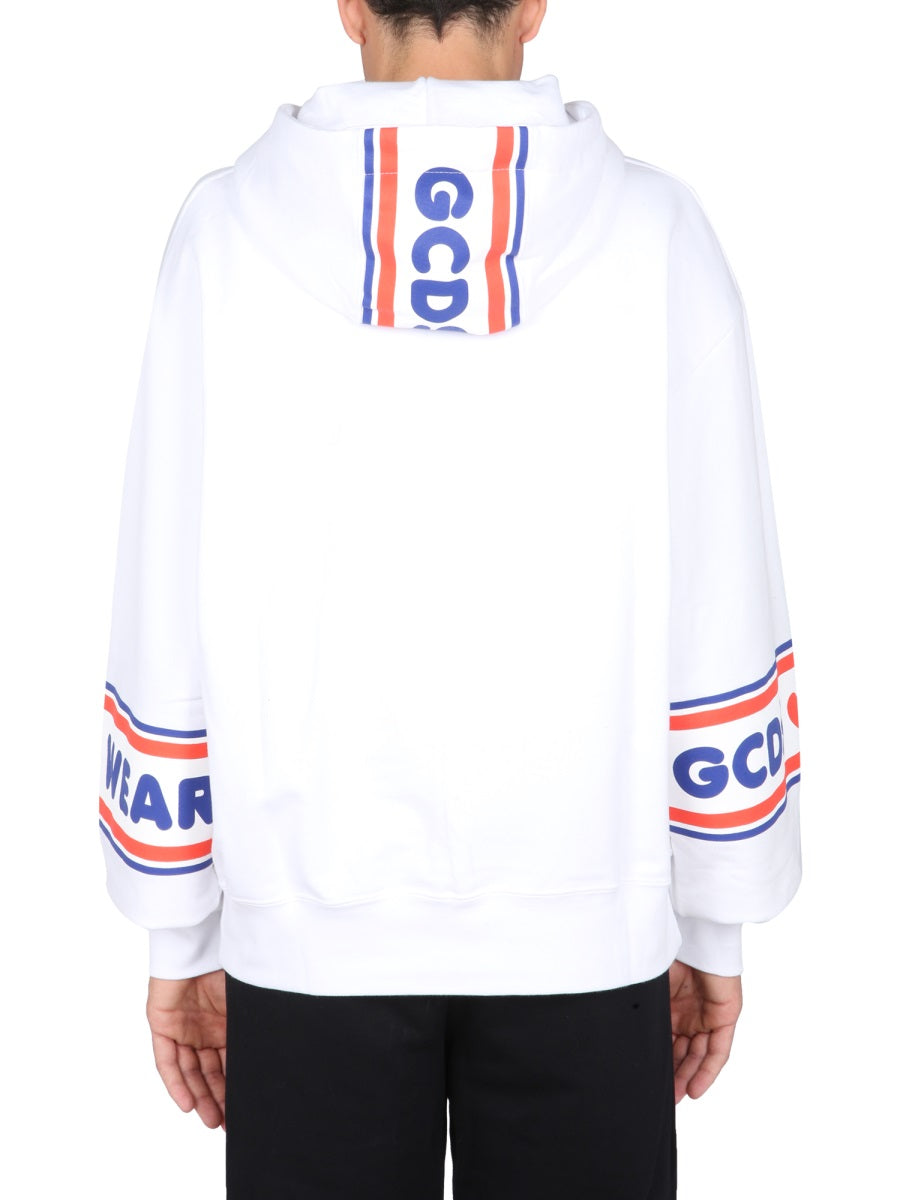 GCDS Logo-Print Hooded Sweatshirt — White, view 4