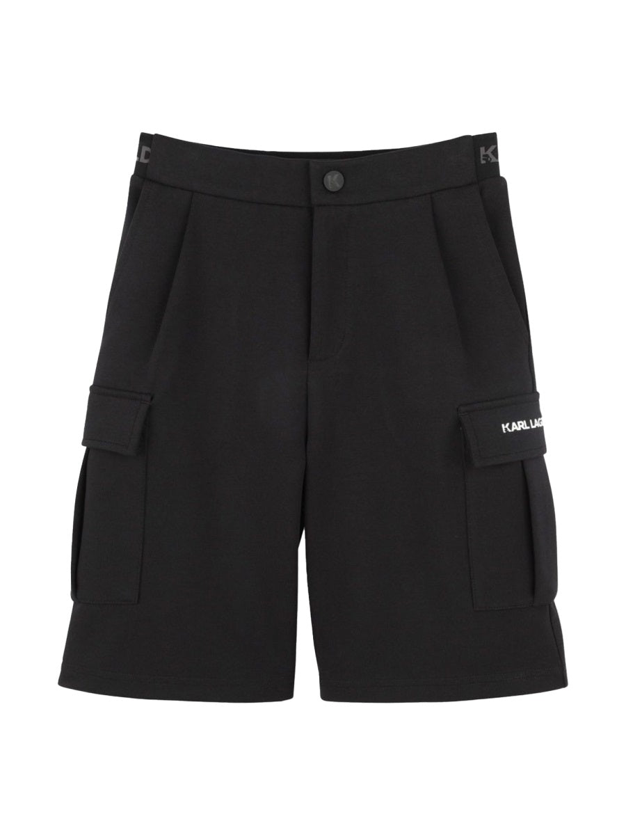 Karl Lagerfeld Stretch Cotton Blend Bermuda Shorts — Black by Karl Lagerfeld