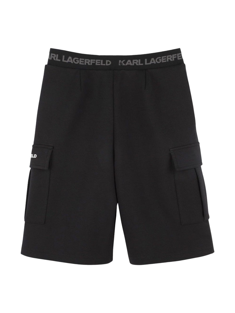 Karl Lagerfeld Stretch Cotton Blend Bermuda Shorts — Black, view 2