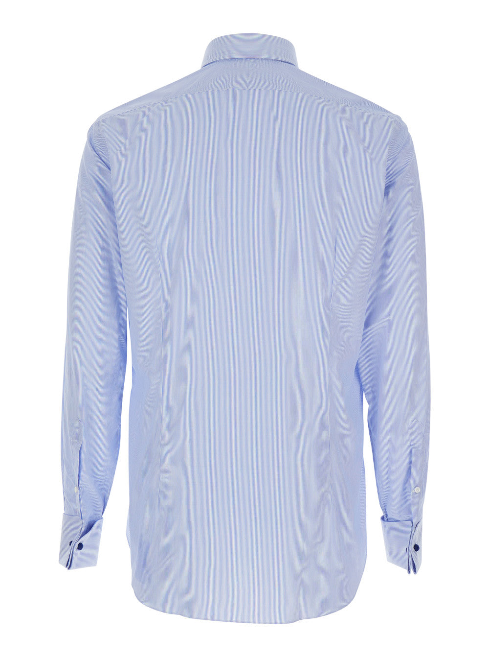 Alessandro Gherardi Classic Collar Striped Cotton Shirt — Blue, view 2