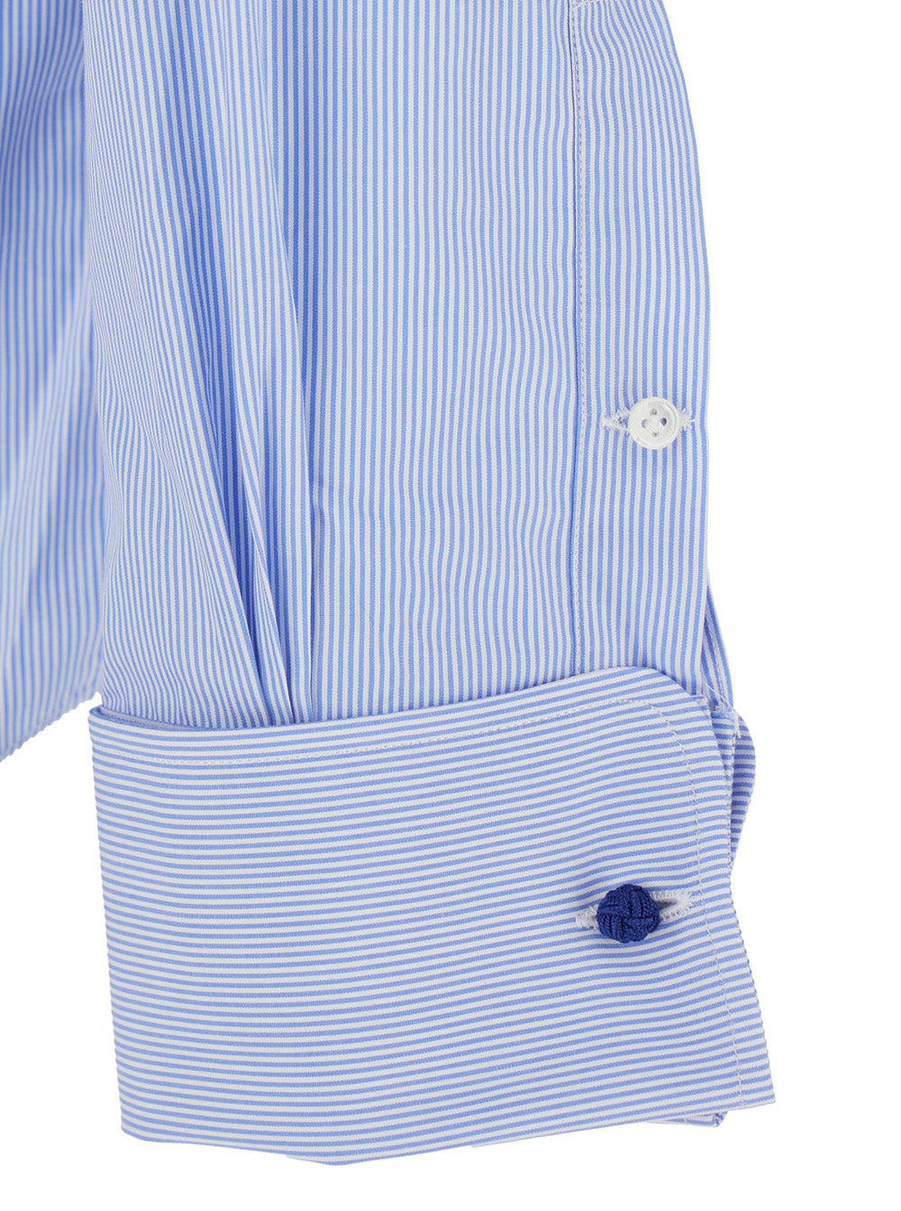 Alessandro Gherardi Classic Collar Striped Cotton Shirt — Blue, view 3