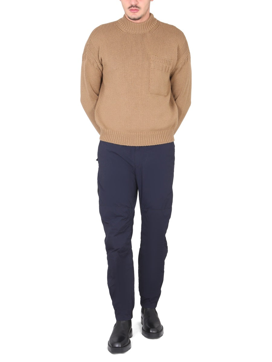 Ten C Cotton Ribbed Turtleneck — Beige by Ten C