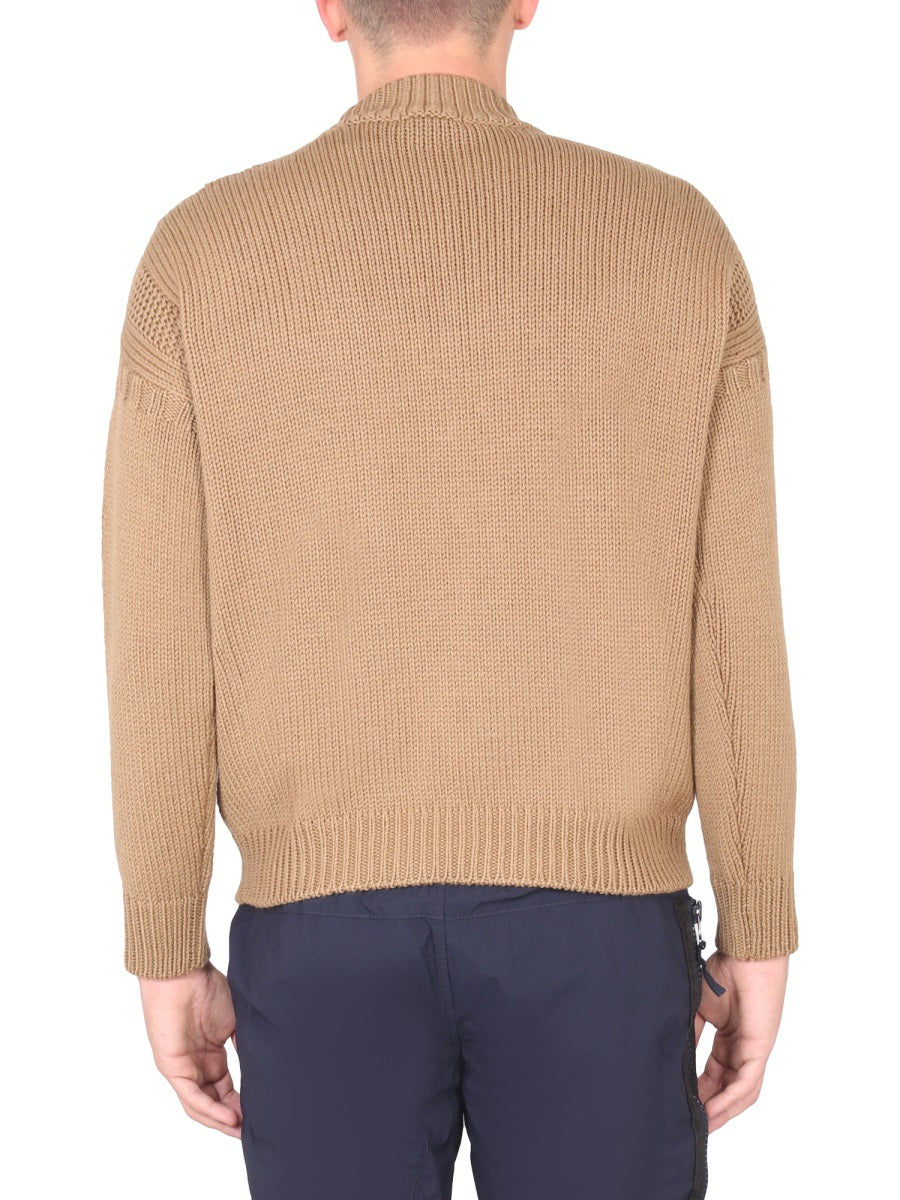 Ten C Cotton Ribbed Turtleneck — Beige, view 3