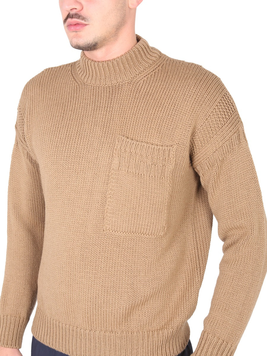 Ten C Cotton Ribbed Turtleneck — Beige, view 4
