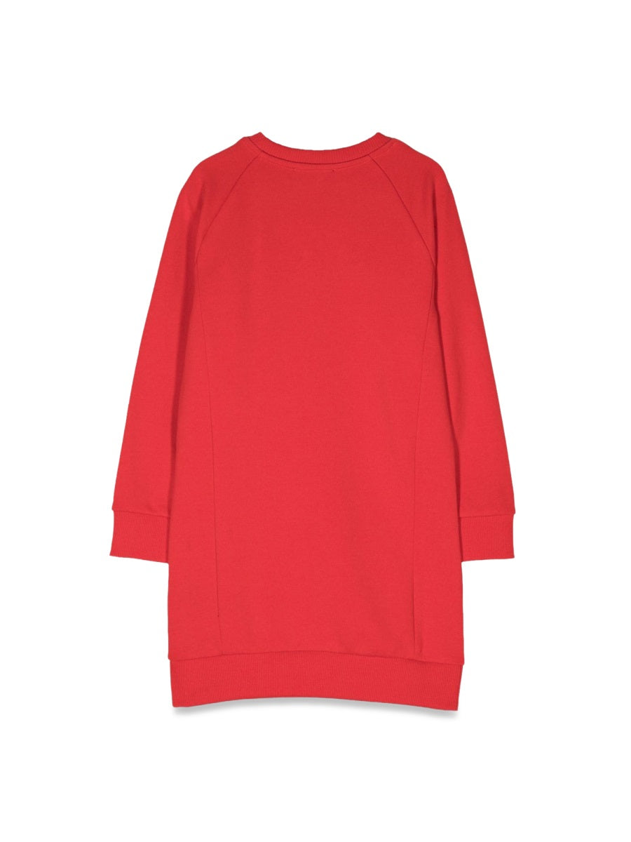 Balmain Cotton Sweatshirt Dress — Red, view 2