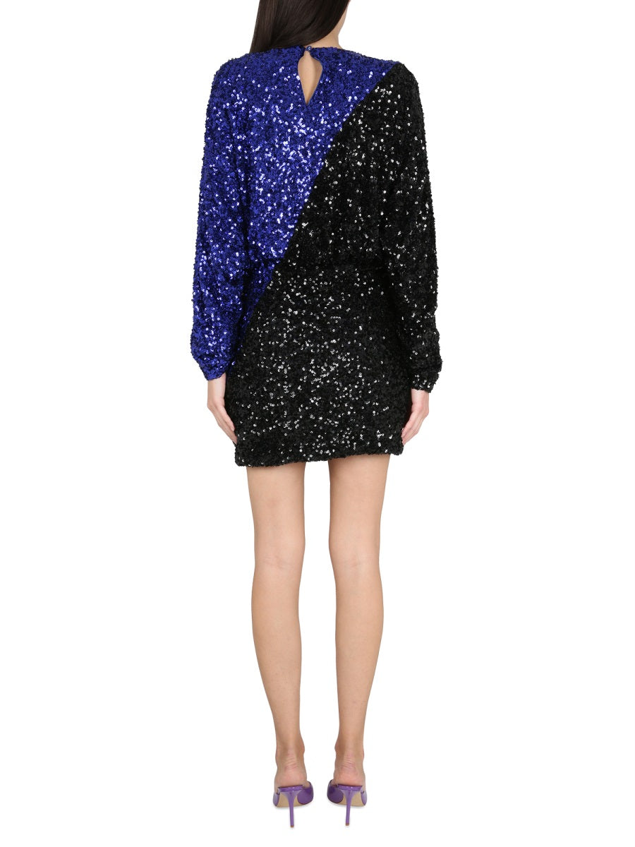 Rotate Birger Christensen Sequin Mesh Dress — Multicolor, view 3
