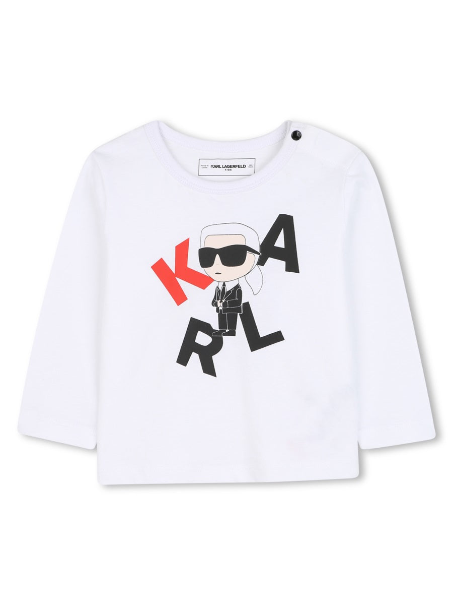Karl Lagerfeld Logo-Printed Cotton T-Shirt — White by Karl Lagerfeld