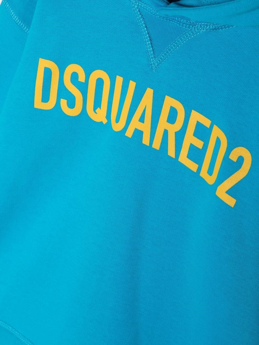 Dsquared2 Logo Cotton Hoodie — Blue, view 2