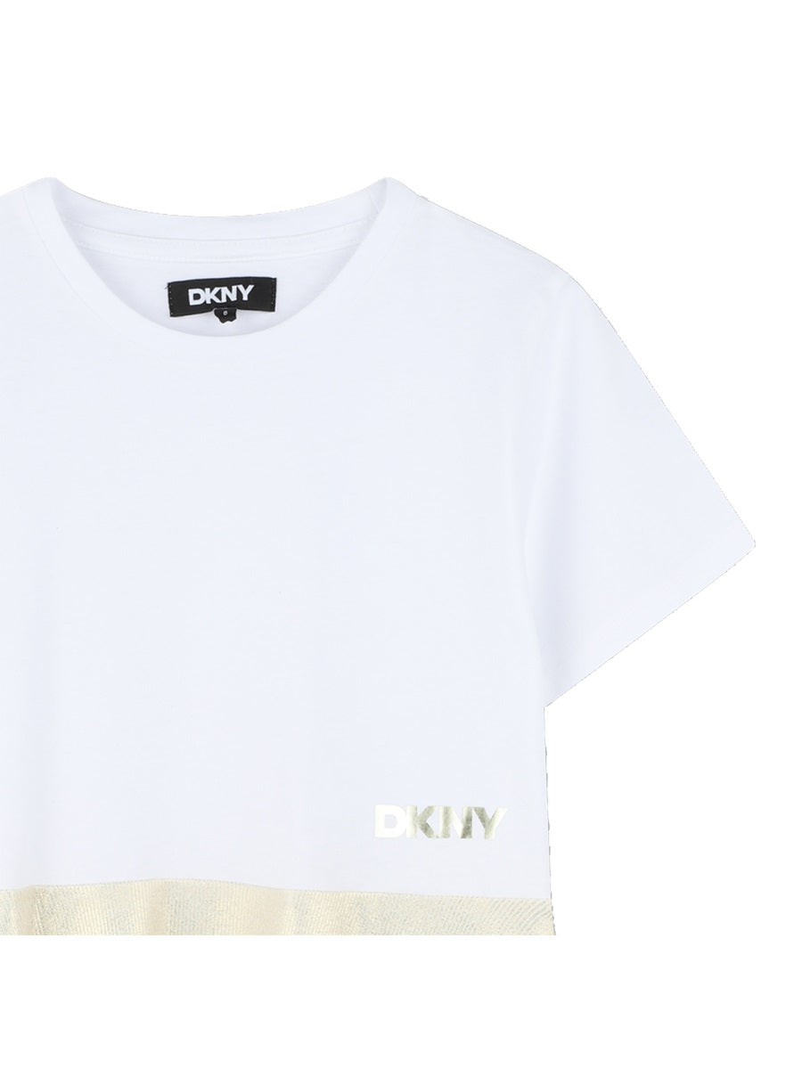 DKNY Cotton-Stretch Dress — Yellow, view 3