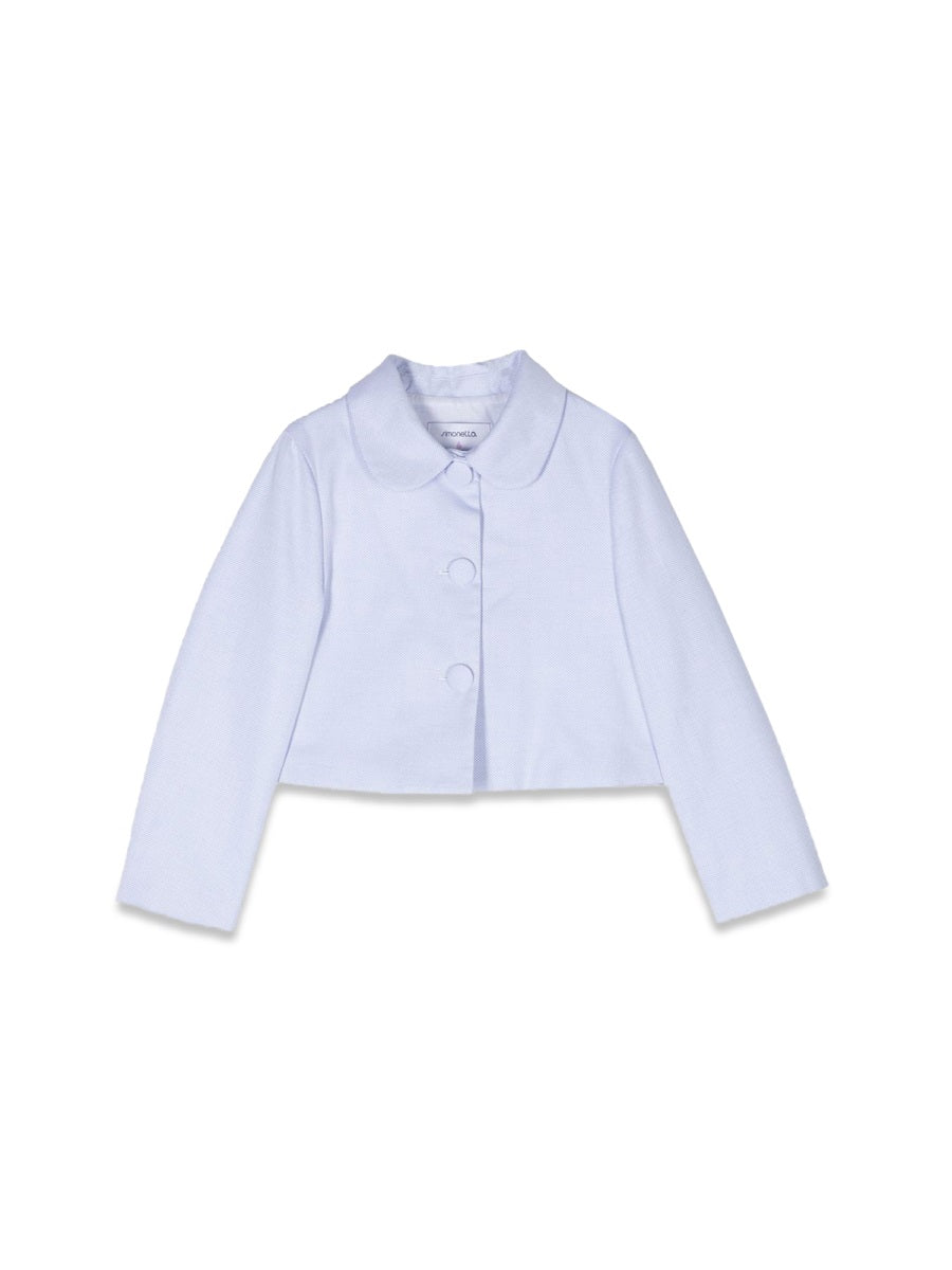 Simonetta Cotton Pointed-Collar Jacket — Blue by Simonetta