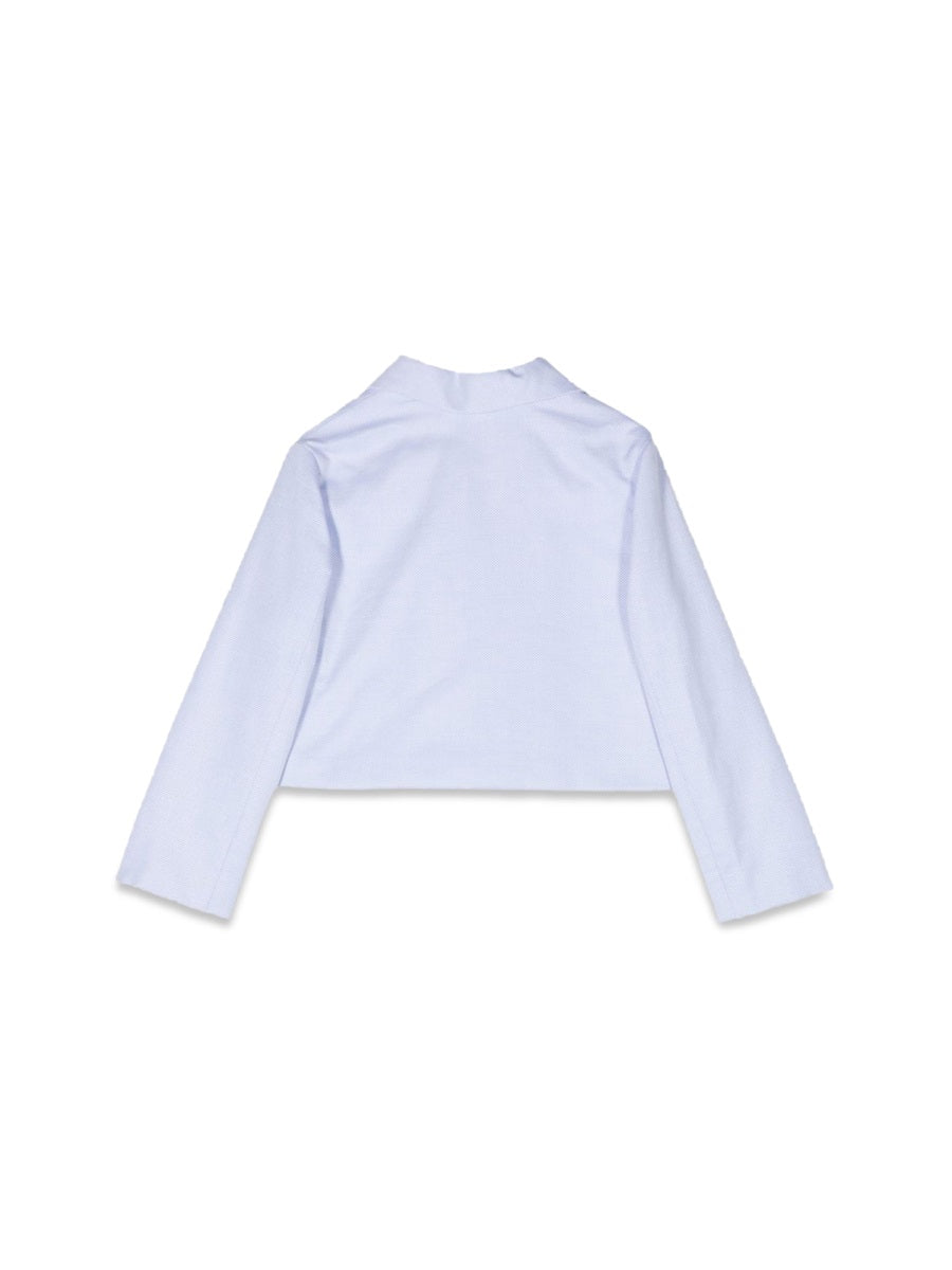 Simonetta Cotton Pointed-Collar Jacket — Blue, view 3