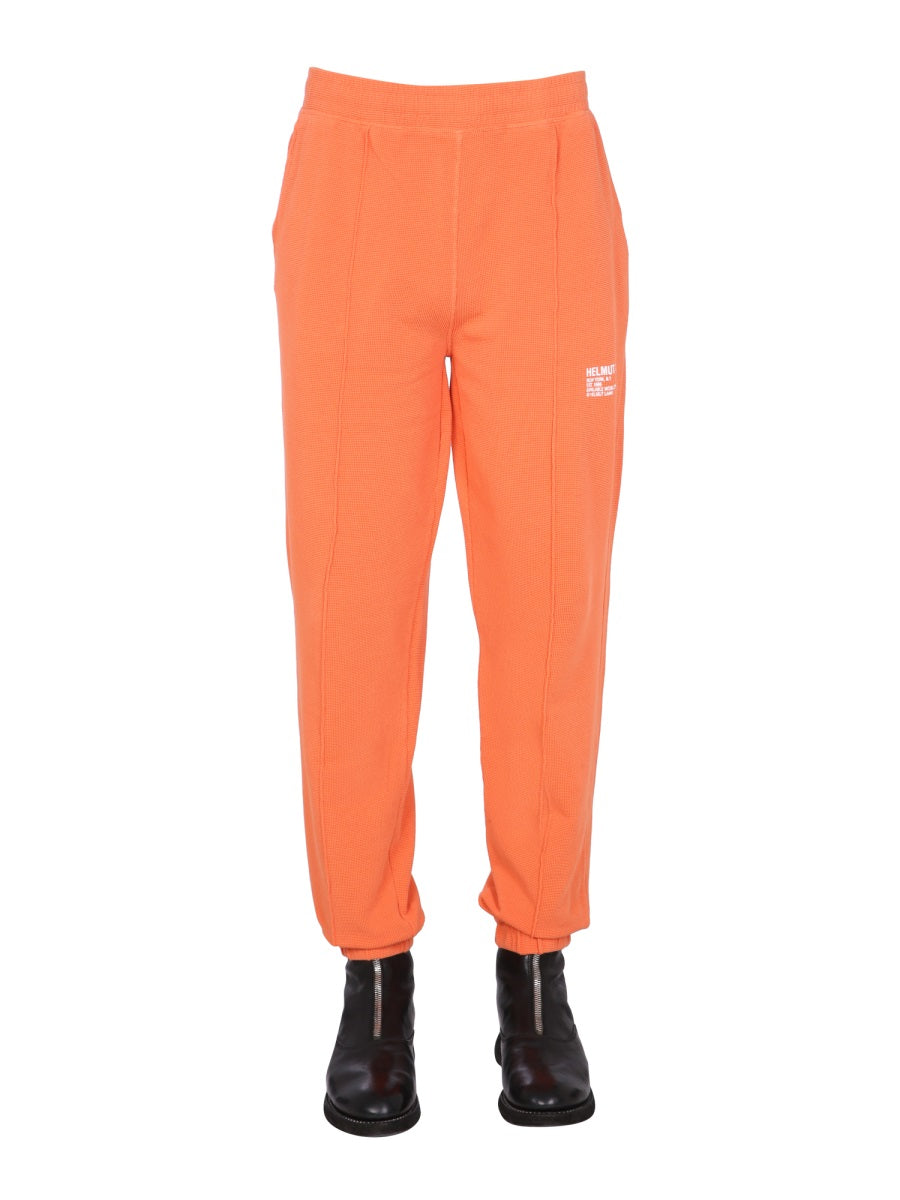 Helmut Lang Knitted Cotton Jogging Pants — Orange, view 2