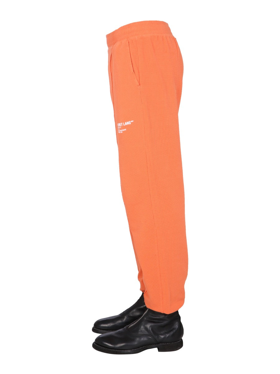 Helmut Lang Knitted Cotton Jogging Pants — Orange, view 3