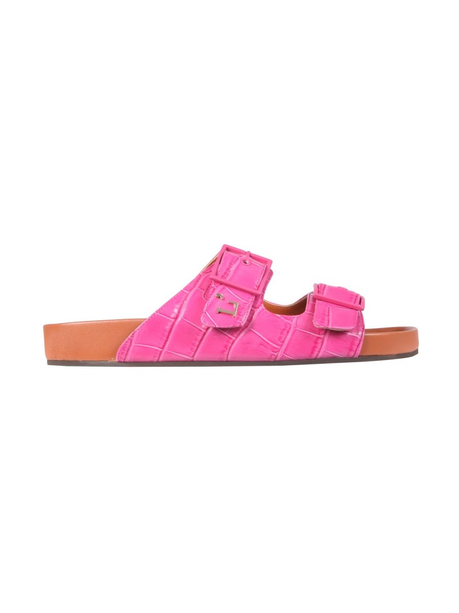 L'Autre Chose Coconut Print Leather Sandals — Pink by L'Autre Chose