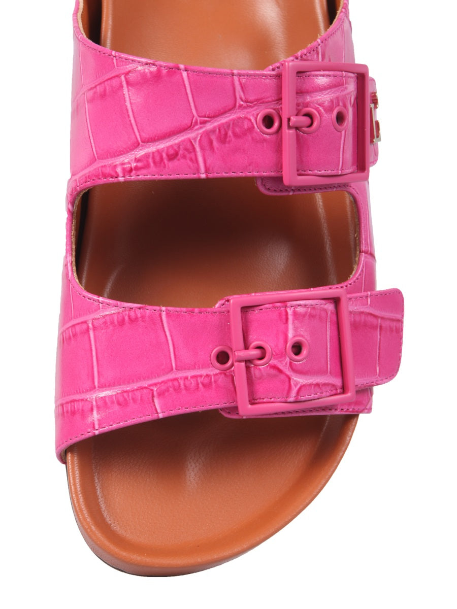 L'Autre Chose Coconut Print Leather Sandals — Pink, view 4