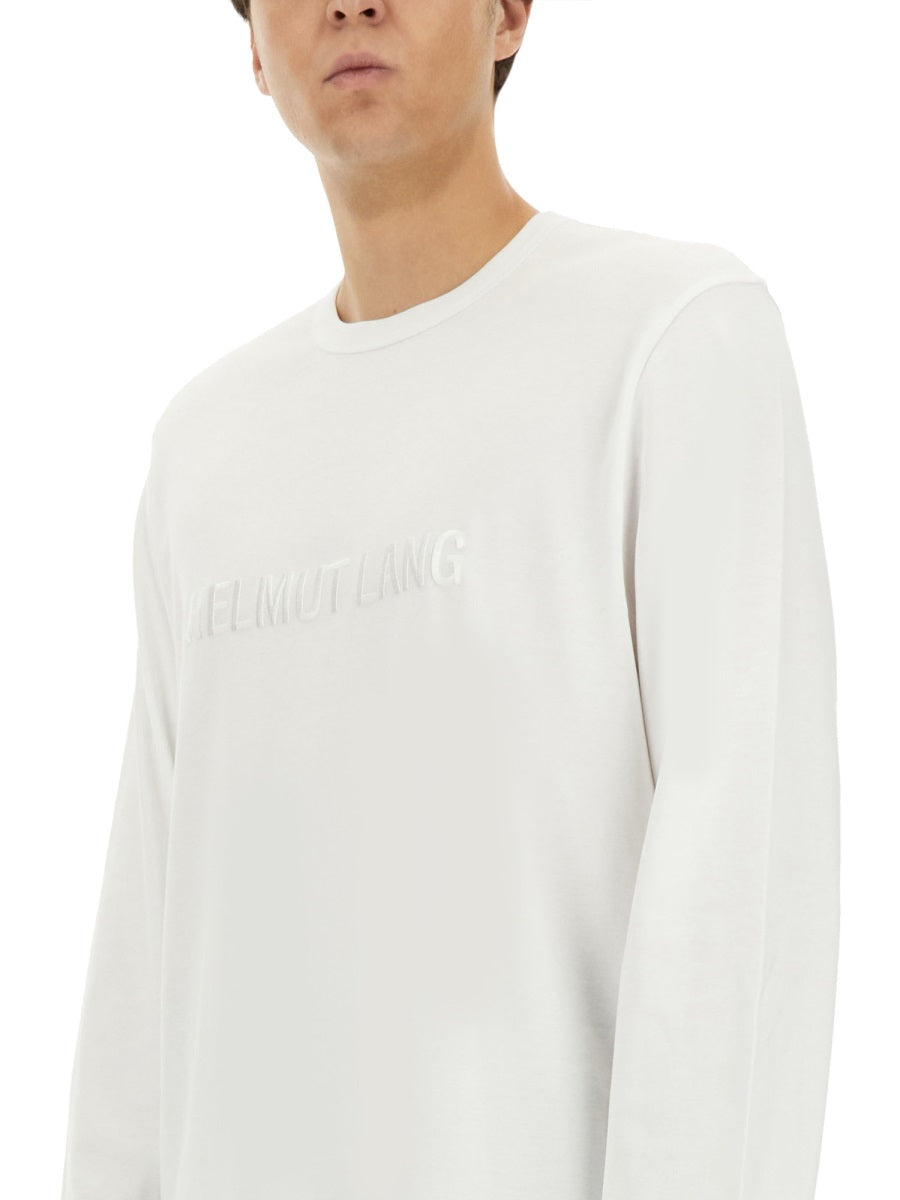 Helmut Lang Logo-Print Cotton T-Shirt — White, view 3