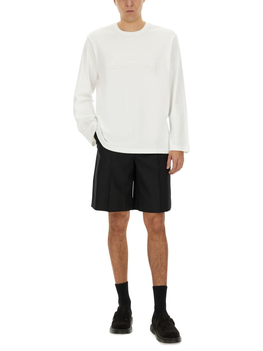 Helmut Lang Logo-Print Cotton T-Shirt — White, view 4