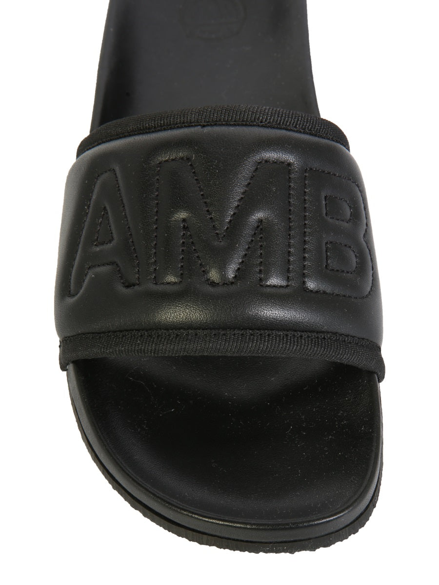 Ambush Leather Slide Sandals — Black, view 3