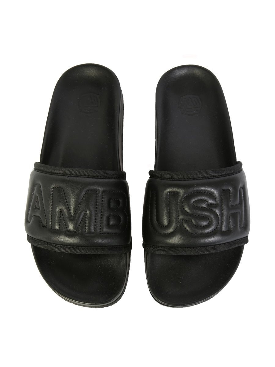 Ambush Leather Slide Sandals — Black, view 4