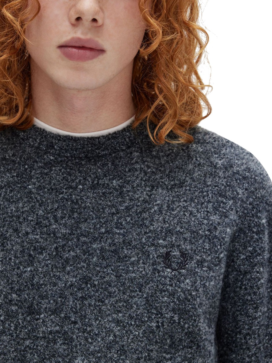 Fred Perry Logo Jersey Sweater — Blue, view 2