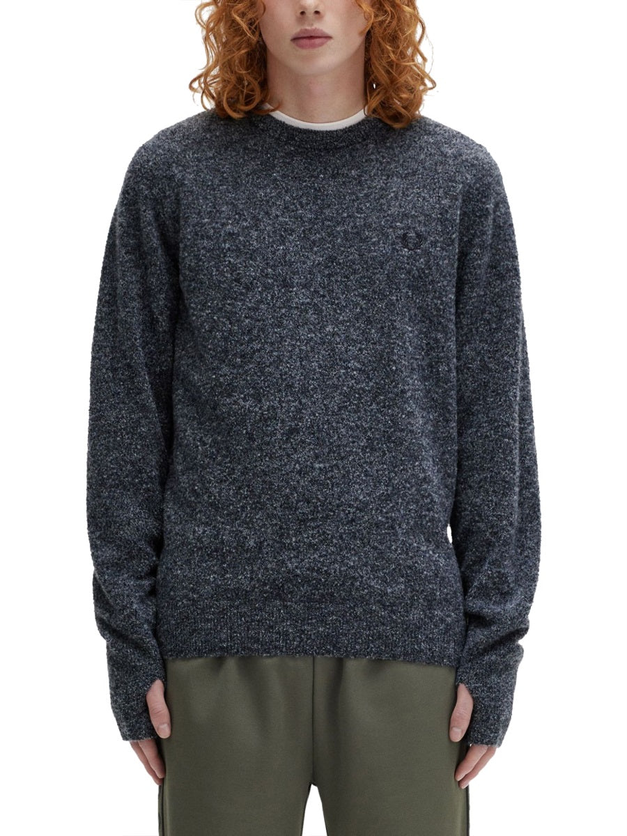 Fred Perry Logo Jersey Sweater — Blue, view 6