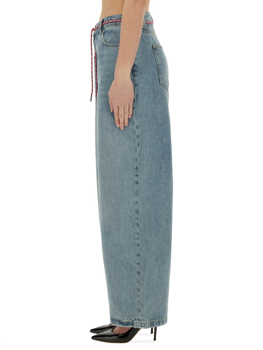 Moschino Wide Fit Denim Jeans — Blue, view 4