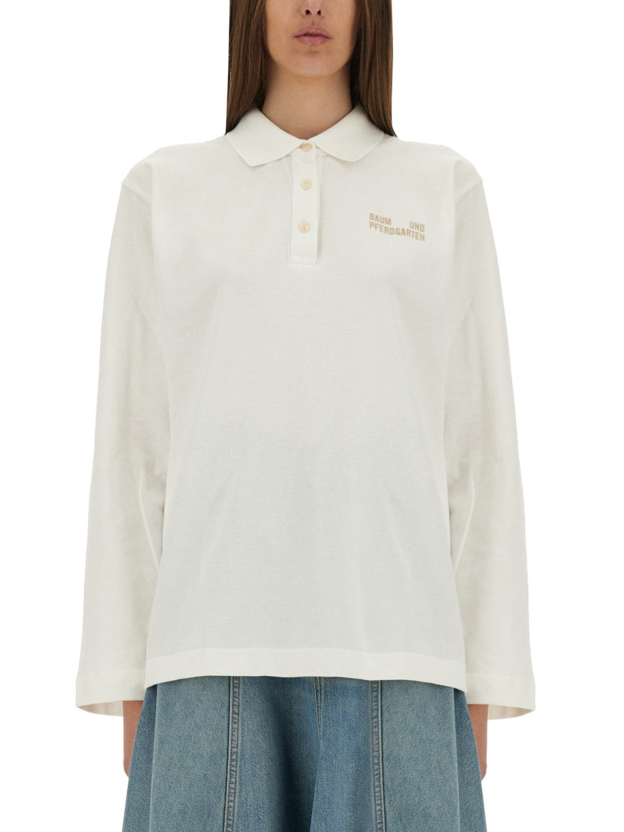 Baum Und Pferdgarten Cotton Loose Fit Polo — Ivory, view 4