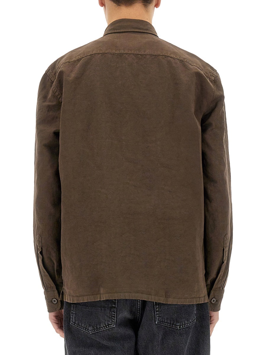 Fay Linen-Cotton Shirt Jacket — Brown by Fay