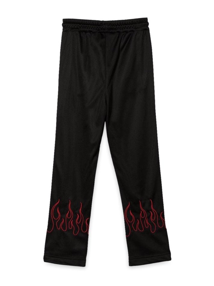 Vision Of Super Red Embroidered Flames Trousers — Black, view 2
